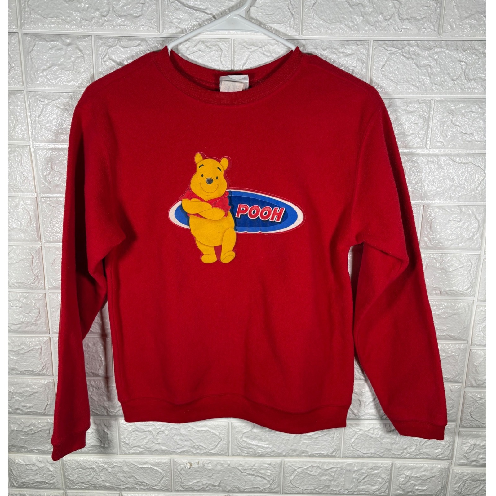 Disney Store Winnie The Pooh Red Fleece Sweatshirt Kids Large Pooh Bear Cute